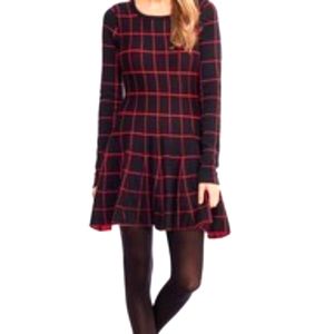 JOA Windowpane Skater Dress Sz. Small